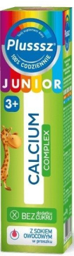 Plusssz Junior calcium complex 20 tabletek musujących  o smaku poziomka – jeżyna