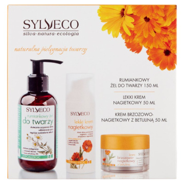 Sylveco promocyjny zestaw nagietkowy - lekki krem nagietkowy 50 ml + krem brzozowo-nagietkowy z betuliną 50 ml + żel do mycia twarzy rumiankowy 150 ml GRATIS !!!