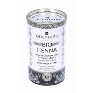 Orientana Bio Henna naturalna roślinna farba do włosów długich - hebanowa czerń 100 g