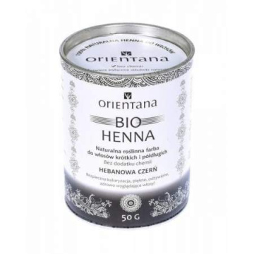 Orientana Bio Henna naturalna roślinna farba do włosów krótkich i półdługich - hebanowa czerń 50 g