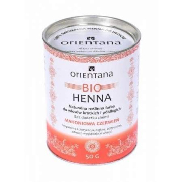 Orientana Bio Henna naturalna roślinna farba do włosów krótkich i półdługich - mahoniowa czerwień 50 g