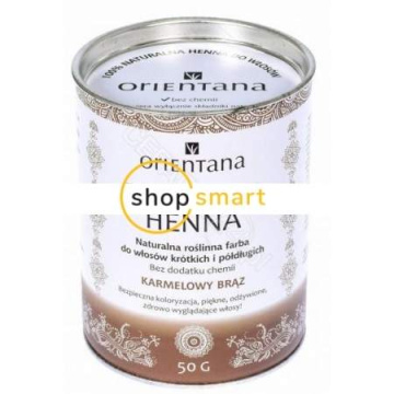 Orientana Bio Henna naturalna roślinna farba do włosów krótkich i półdługich - karmelowy brąz 50 g