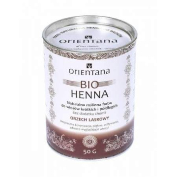 Orientana Bio Henna naturalna roślinna farba do włosów krótkich i półdługich - orzech laskowy 50 g