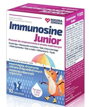 Rodzina Zdrowia Immunosine Junior proszek do rozpuszczania smak malinowy, 10 saszetek