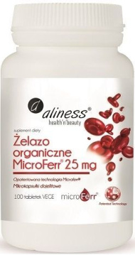 Aliness Żelazo organiczne MicroFerr 25 mg, 100 tabletek