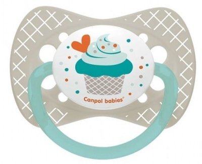 Canpol babies smoczek silikonowy symetryczny "Cupcake" 0-6 miesięcy (23/282), 1 sztuka(szary)