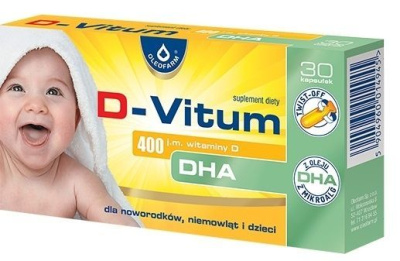 D-Vitum witamina D dla niemowląt 400 j.m. DHA 30 kapsułek