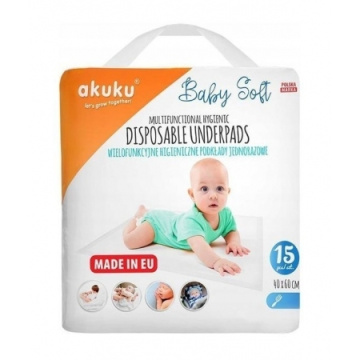 AKUKU Baby Soft Podkłady jednorazowe A0500 40 x 60 cm, 15 sztuk
