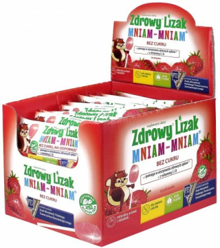 Zdrowy Lizak Mniam-Mniam - smak truskawkowy 40 sztuk
