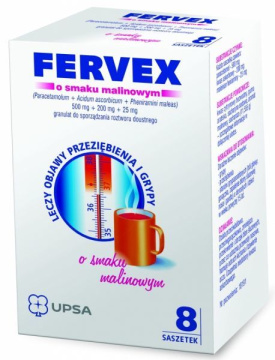 Fervex (smak malinowy) 8 saszetek z proszkiem do sporządzenia roztworu