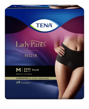 TENA Lady Pants Noir Plus majtki chłonne M, 9 sztuk