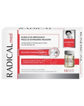 Radical Med, kuracja w ampułkach przeciw wypadaniu włosów dla mężczyzn, 15 ampułek
