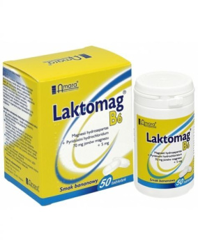 Laktomag B6 (smak bananowy), 50 tabletek