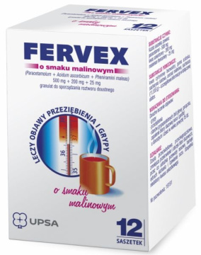 Fervex (smak malinowy) 12 saszetek z proszkiem do sporządzenia roztworu