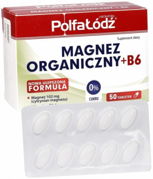 Magnez Organiczny + B6 50 tabletek