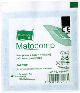 MATOCOMP Kompresy gazowe, jałowe 17 nitek 8 warstw 5cm x 5cm 3 szt.