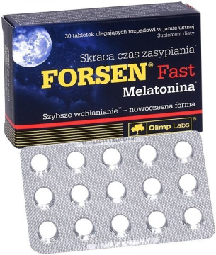 Forsen Fast Melatonina 30 tabletek ulegających rozpadowi w jamie ustnej
