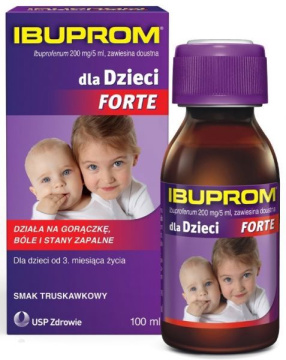 Ibuprom Forte (smak truskawkowy) zawiesina 100 ml