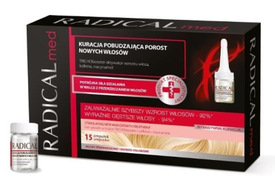 Radical Med, kuracja pobudzająca porost nowych włosów, 15 ampułek po 5 ml