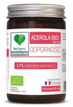 BeOrganic Acerola Bio 500 mg Odporność, 100 tabletek