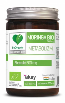 BeOrganic Moringa Bio 500 mg, Metabolizm, 100 tabletek
