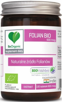 BeOrganic Folian Bio 600 mcg, 100 tabletek