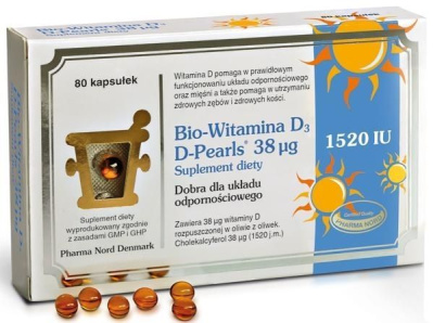 Bio-witamina D3 D-Pearls, 38 µg, 80 kapsułek