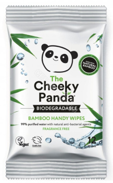 Cheeky Panda Handy Wipes bambusowe chusteczki nawilżane, 12 szt