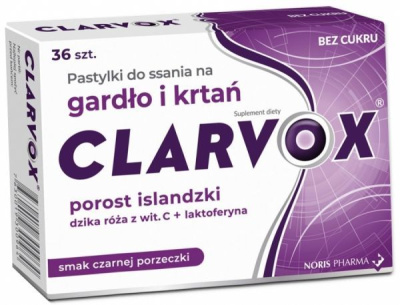 Clarvox, 36 pastylek do ssania o smaku czarnej porzeczki