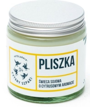 Cztery Szpaki Pliszka - naturalna świeca sojowa o cytrusowym aromacie 100 g