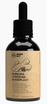 Herbs Hut, Kurkuma i Piperyna w kroplach, 50 ml