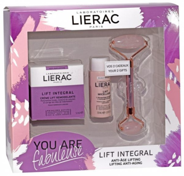 Lierac Lift Integral promocyjny zestaw - modelujący krem liftingujący 50 ml + mleczko micelarne do demakijażu 30 ml + roller z różowego kwarcu