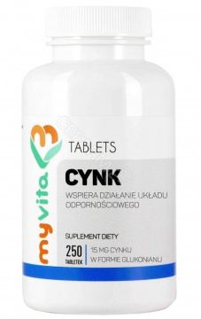 MyVita Cynk (glukonian cynku), 250 tabletek