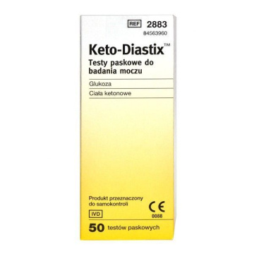 Keto-Diastix test paskowy do badania moczu, 50 sztuk