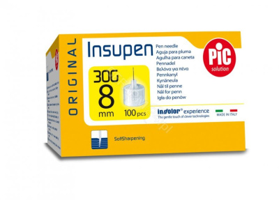 PIC Insupen 30 G 8 mm igły do penów insulinowych, Original, 100 sztuk