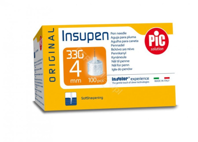 PIC Insupen 33 G 4 mm igły do penów insulinowych, Original, 100 sztuk