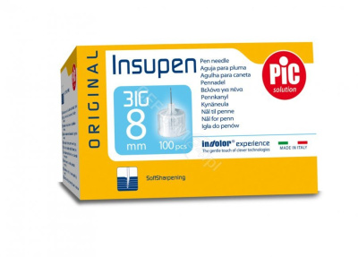 PIC Insupen 31 G 8 mm igły do penów insulinowych, Original, 100 sztuk