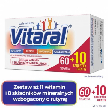 Vitaral,  60 tabletek + 10 tabletek gratis