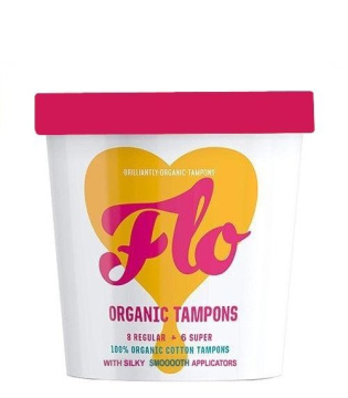 Flo, tampony organiczne z aplikatorem, Regular 8 sztuk,Super 6 sztuk