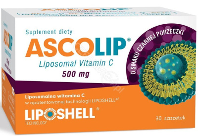 Ascolip - liposomalna witamina C 500 mg,  30 saszetek o smaku czarnej porzeczki