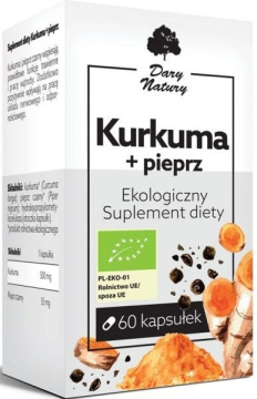 Dary Natury Kurkuma + Pieprz EKO 60 kapsułek - Suplement Diety