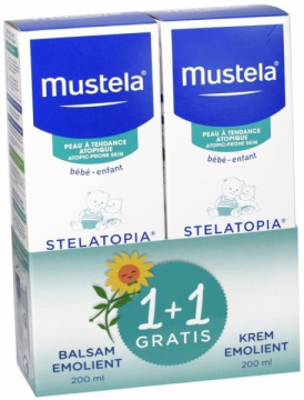 Mustela Stelatopia zestaw promocyjny - balsam emolient 200 ml + krem emolient 200 ml