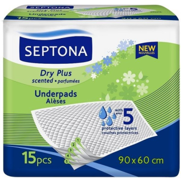 Septona Dry Plus podkłady higieniczne zapachowe 90 x 60, 15 sztuk