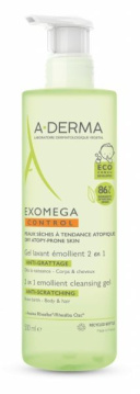 A-derma Exomega Control, żel emolient do mycia 2w1, przeciw drapaniu, 500 ml