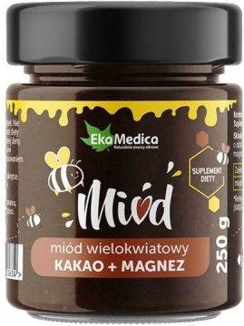 EkaMedica miód wielokwiatowy z Kakao i Magnezem 250 g