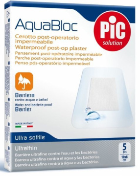 PIC AquaBloc, pooperacyjny plaster antybakteryjny, 10 x 8 cm, 5 sztuk, sterylny wodoodporny