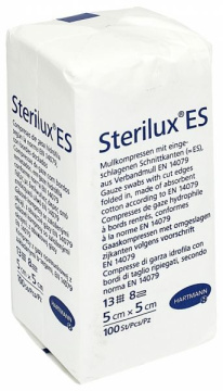 Kompresy niejałowe Sterilux ES, 5cm x 5cm, 8-warstwowe, 13-nitkowe, 100 szt