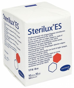 Kompresy niejałowe Sterilux ES, 10cm x 10cm, 8-warstwowe, 17-nitkowe, 100 szt