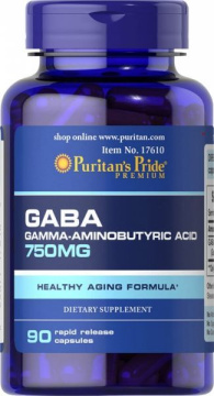 Puritan's Pride GABA 750 mg, 90 kapsułek