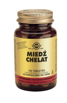 SOLGAR Miedź Chelat 2,5 mg 100 tabletek